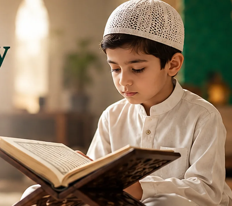 Illustrative image of a young learner reading the Quran